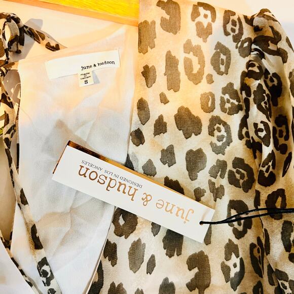 June & Hudson Leopard Print Long Sleeve Romper Size S Small Brown Ivory NWT - Picture 4 of 7